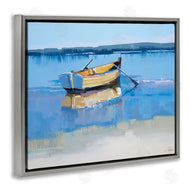 Craig Trewin Penny | Row Boat on Blue Coastal Shore Beach Landscape