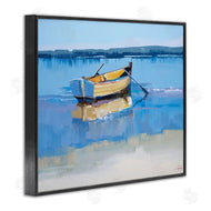 Craig Trewin Penny | Row Boat on Blue Coastal Shore Beach Landscape