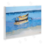 Craig Trewin Penny | Row Boat on Blue Coastal Shore Beach Landscape