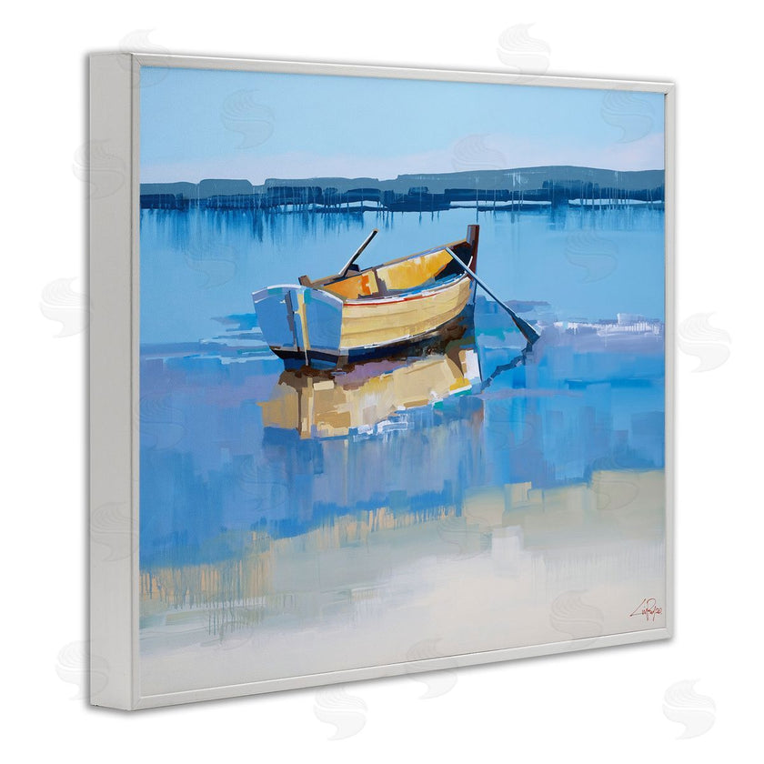 Craig Trewin Penny | Row Boat on Blue Coastal Shore Beach Landscape