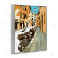 Bart E. Slyp | Row of Mopeds Yellow European City Street