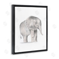 Stupell Studio | Standing Baby Elephant Soft Grey Illustration
