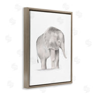 Stupell Studio | Standing Baby Elephant Soft Grey Illustration