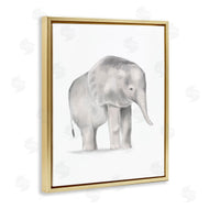 Stupell Studio | Standing Baby Elephant Soft Grey Illustration