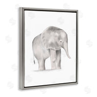 Stupell Studio | Standing Baby Elephant Soft Grey Illustration
