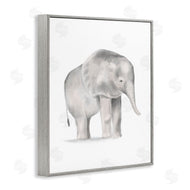 Stupell Studio | Standing Baby Elephant Soft Grey Illustration