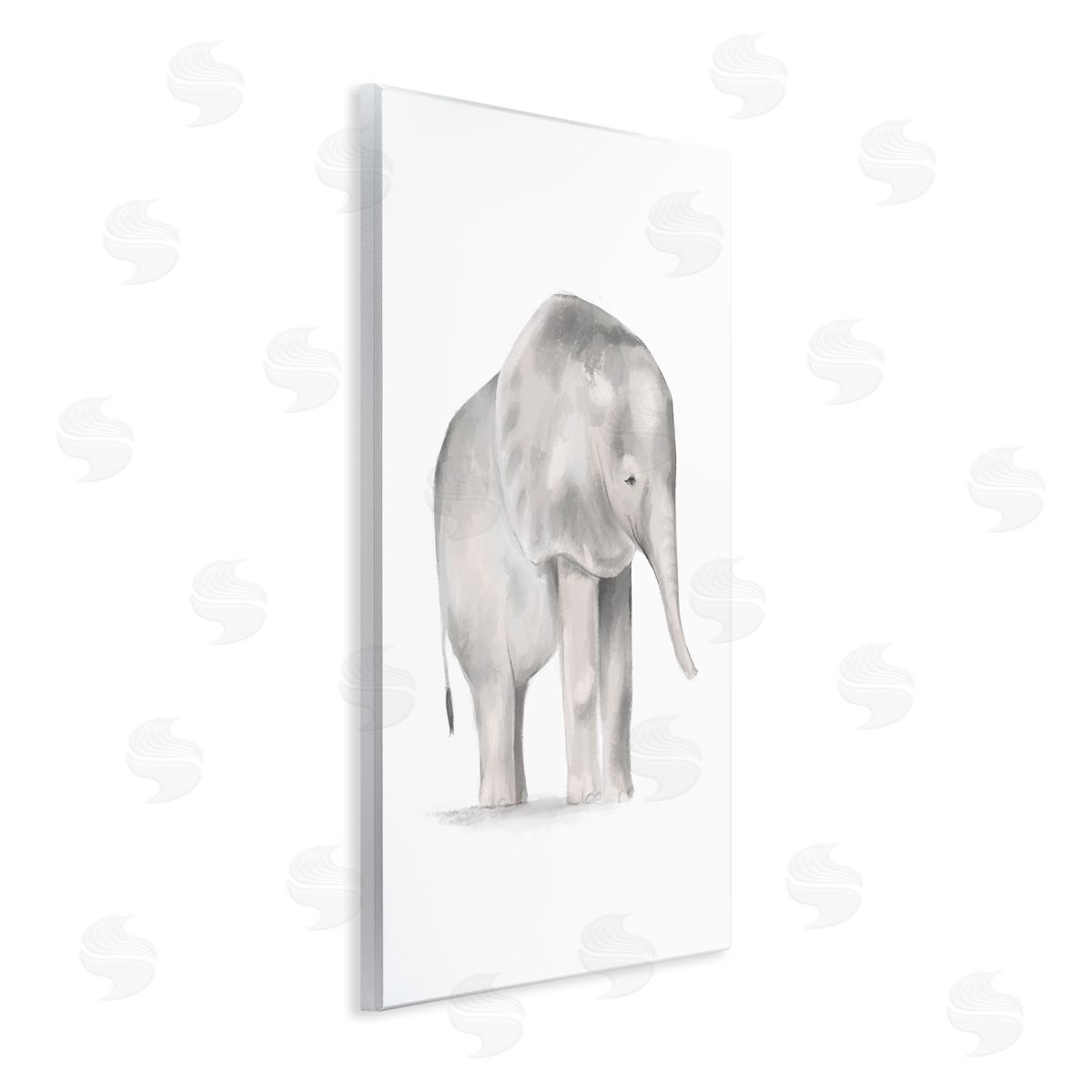 Stupell Studio Standing Baby Elephant Soft Grey Illustration Wall Plaque Art