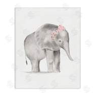 Stupell Studio | Floral Crown Baby Elephant Soft Pink Grey Illustration