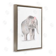 Stupell Studio | Floral Crown Baby Elephant Soft Pink Grey Illustration