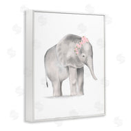 Stupell Studio | Floral Crown Baby Elephant Soft Pink Grey Illustration