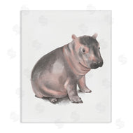Stupell Studio | Sitting Baby Hippo Soft Pink Grey Illustration