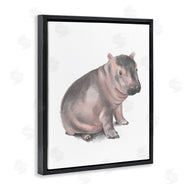 Stupell Studio | Sitting Baby Hippo Soft Pink Grey Illustration