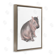 Stupell Studio | Sitting Baby Hippo Soft Pink Grey Illustration