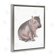 Stupell Studio | Sitting Baby Hippo Soft Pink Grey Illustration