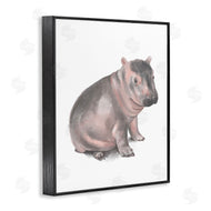 Stupell Studio | Sitting Baby Hippo Soft Pink Grey Illustration