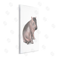 Stupell Studio | Sitting Baby Hippo Soft Pink Grey Illustration