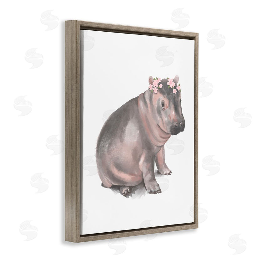 Stupell Studio | Floral Crown Baby Hippo Soft Animal Illustration