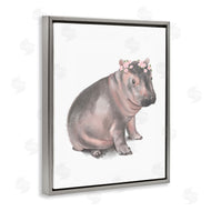 Stupell Studio | Floral Crown Baby Hippo Soft Animal Illustration