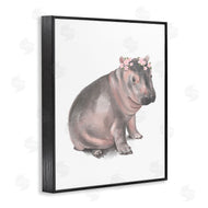 Stupell Studio | Floral Crown Baby Hippo Soft Animal Illustration