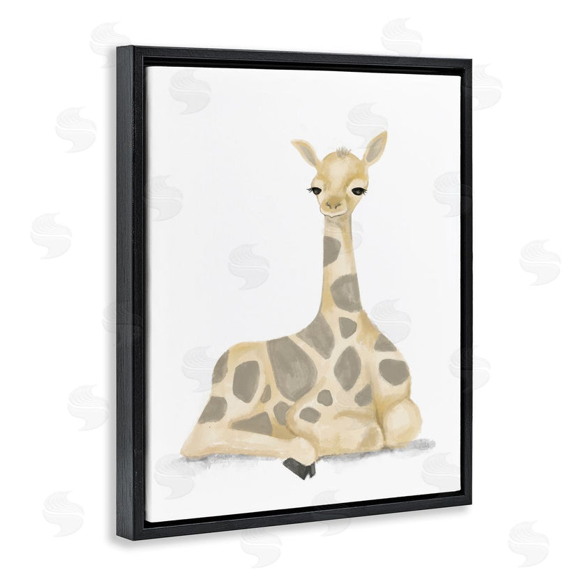 Stupell Studio | Baby Giraffe Resting Soft Yellow Brown Illustration