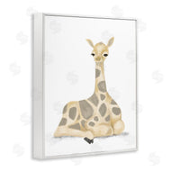Stupell Studio | Baby Giraffe Resting Soft Yellow Brown Illustration