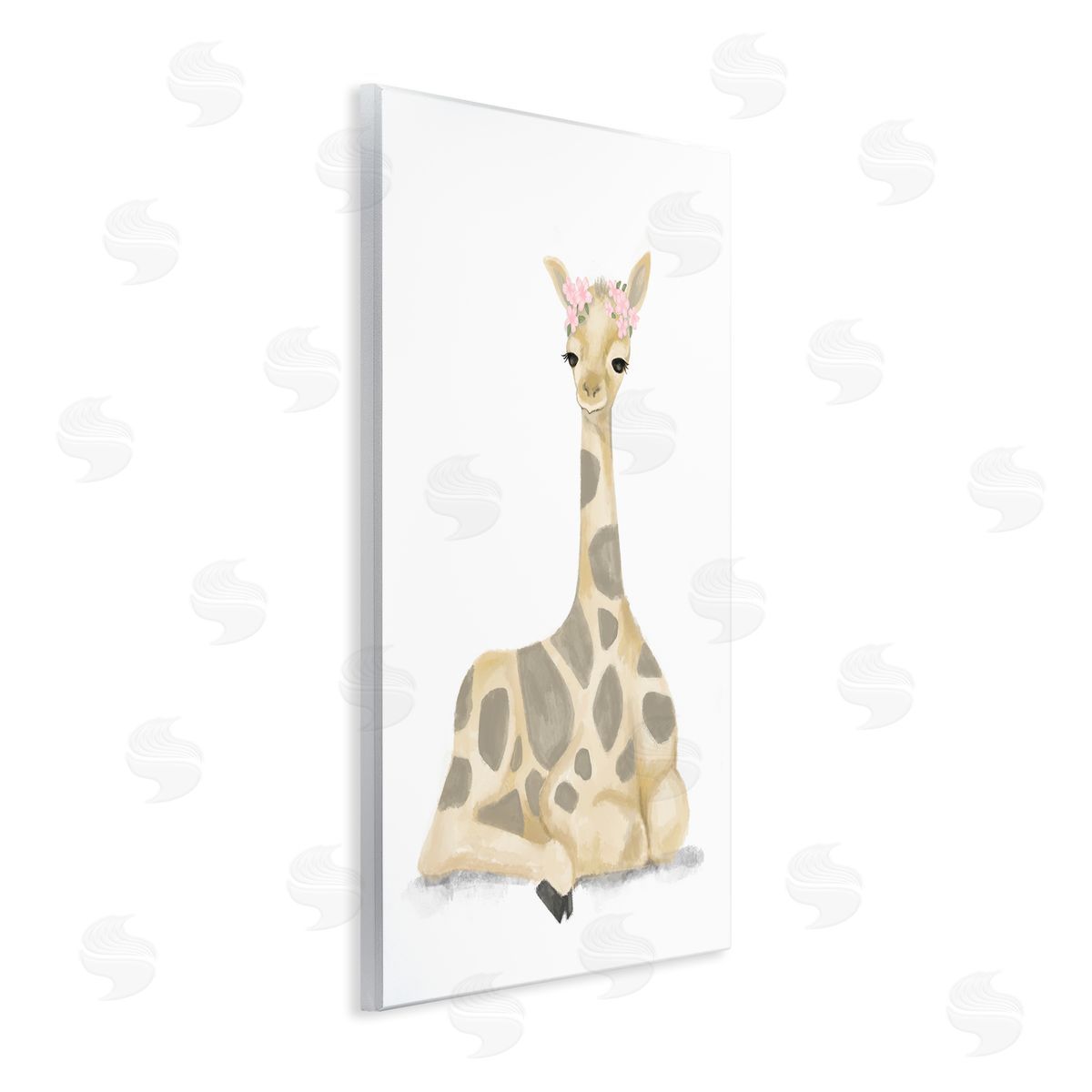 Stupell Studio Floral Crown Baby Giraffe Soft Animal Illustration Wall Plaque Art
