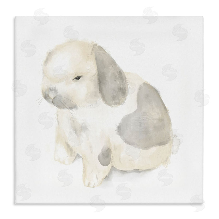 Stupell Studio | Adorable Baby Bunny Soft Grey Beige Illustration
