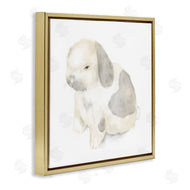 Stupell Studio | Adorable Baby Bunny Soft Grey Beige Illustration