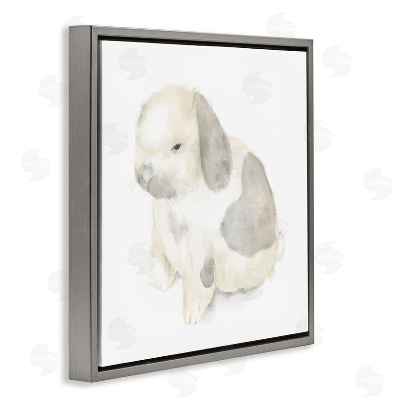 Stupell Studio | Adorable Baby Bunny Soft Grey Beige Illustration