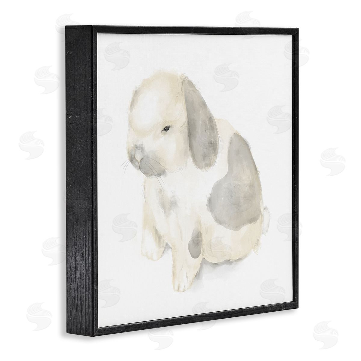 Stupell Studio Adorable Baby Bunny Soft Grey Beige Illustration Black Framed Giclee Wall Art
