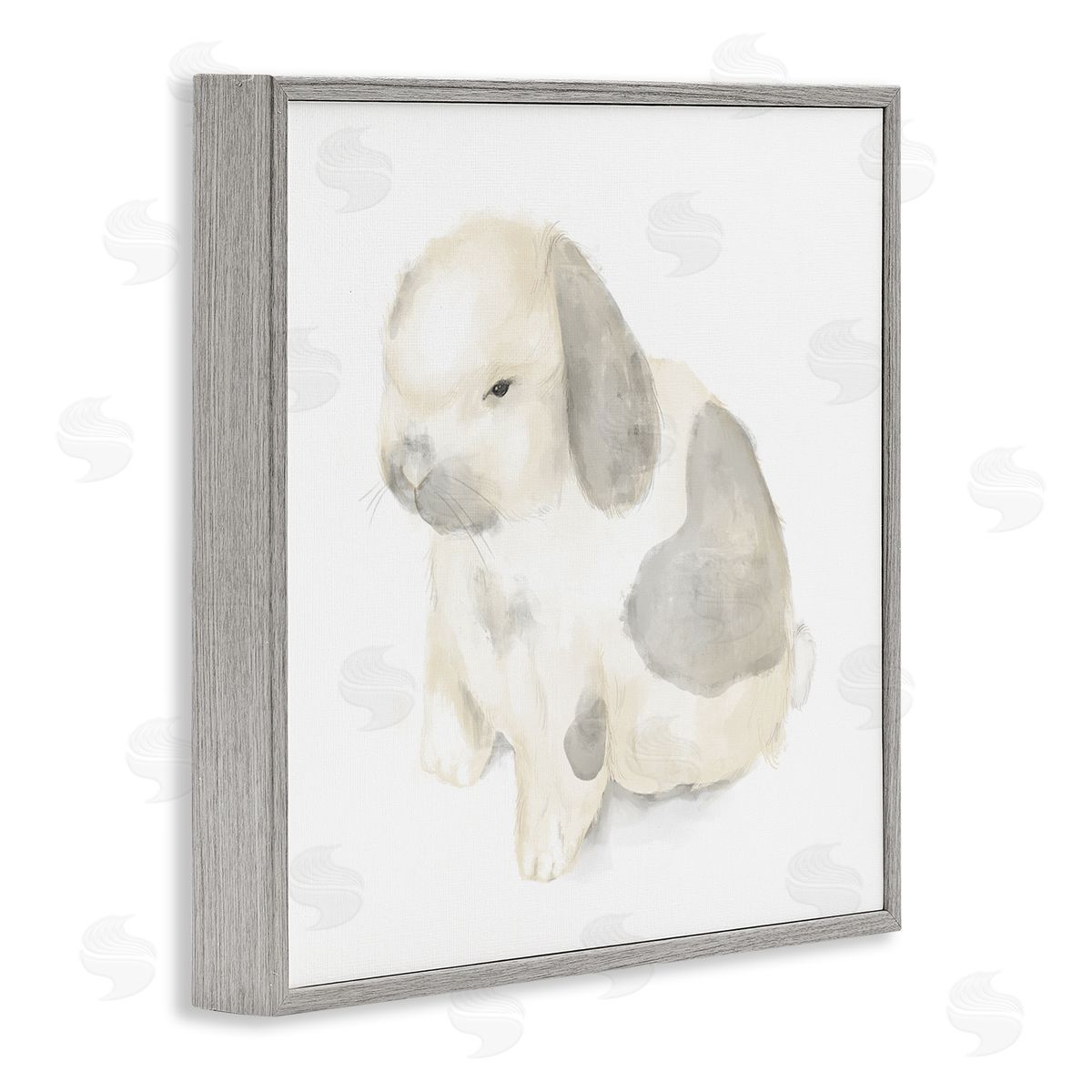 Stupell Studio Adorable Baby Bunny Soft Grey Beige Illustration Gray Framed Giclee Wall Art