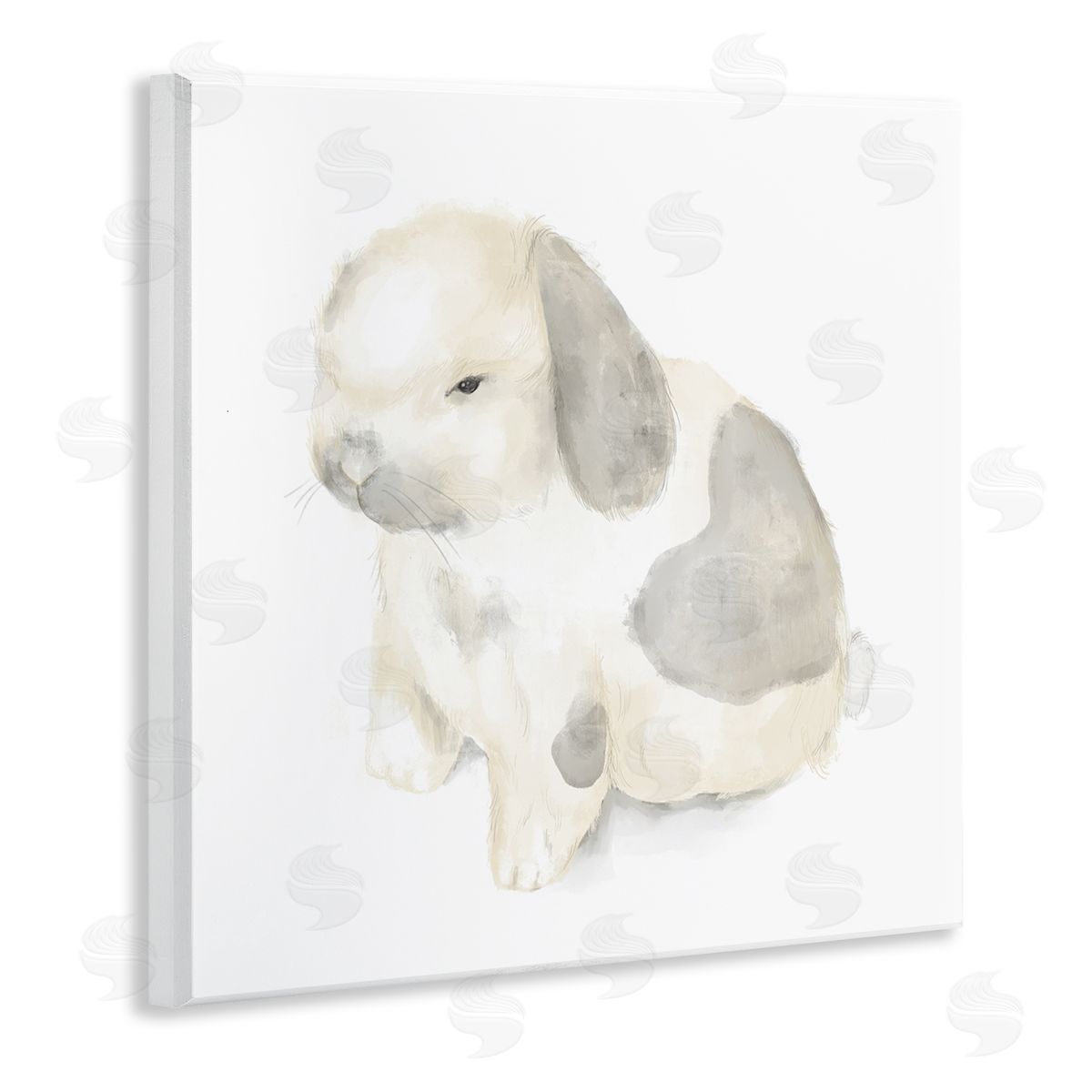 Stupell Studio Adorable Baby Bunny Soft Grey Beige Illustration Wall Plaque Art