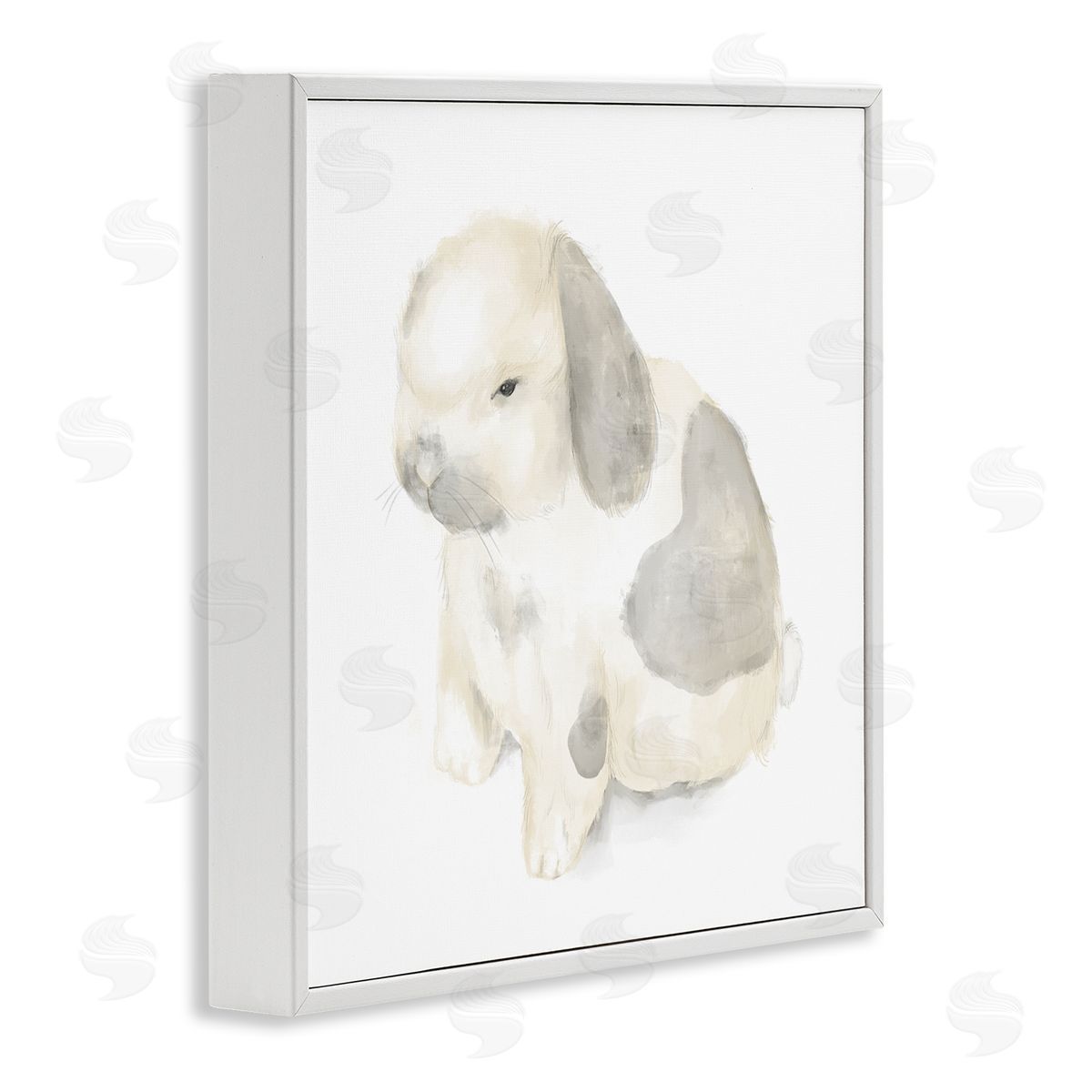 Stupell Studio Adorable Baby Bunny Soft Grey Beige Illustration White Framed Giclee Wall Art
