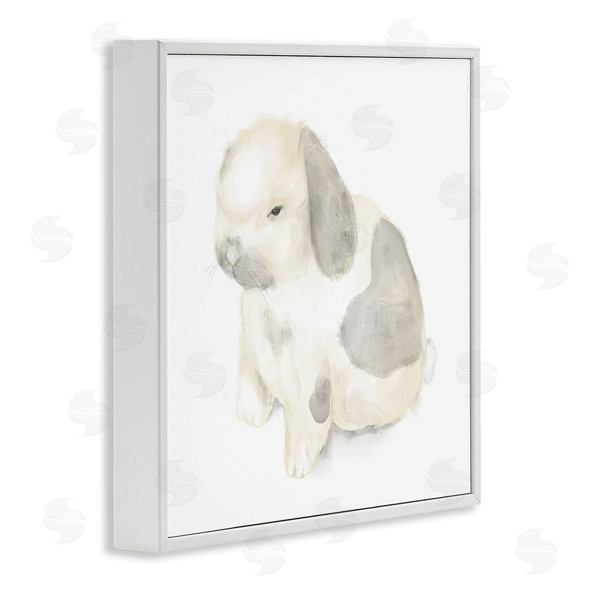 Stupell Studio | Adorable Baby Bunny Soft Grey Beige Illustration