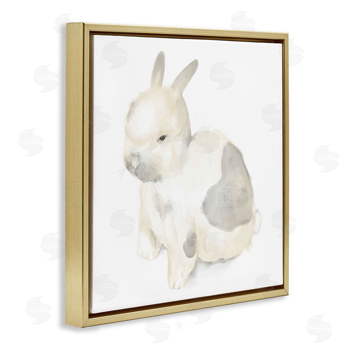 Stupell Studio Sleepy Bunny Illustration Nursery Style Animal Gold Floater Frame Canvas Art