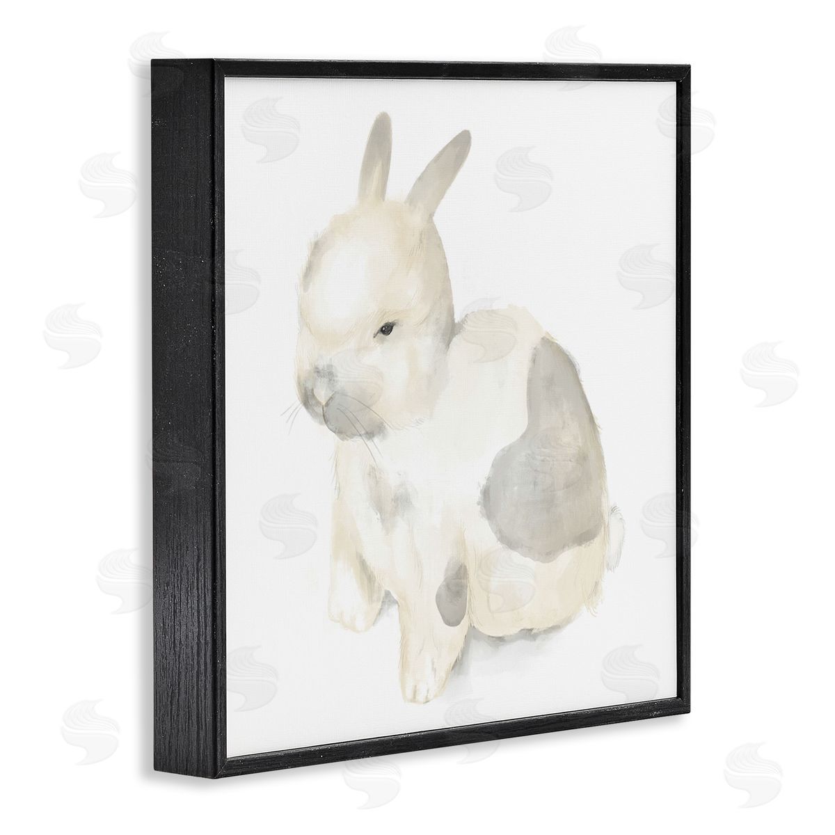 Stupell Studio Sleepy Bunny Illustration Nursery Style Animal Black Framed Giclee Wall Art