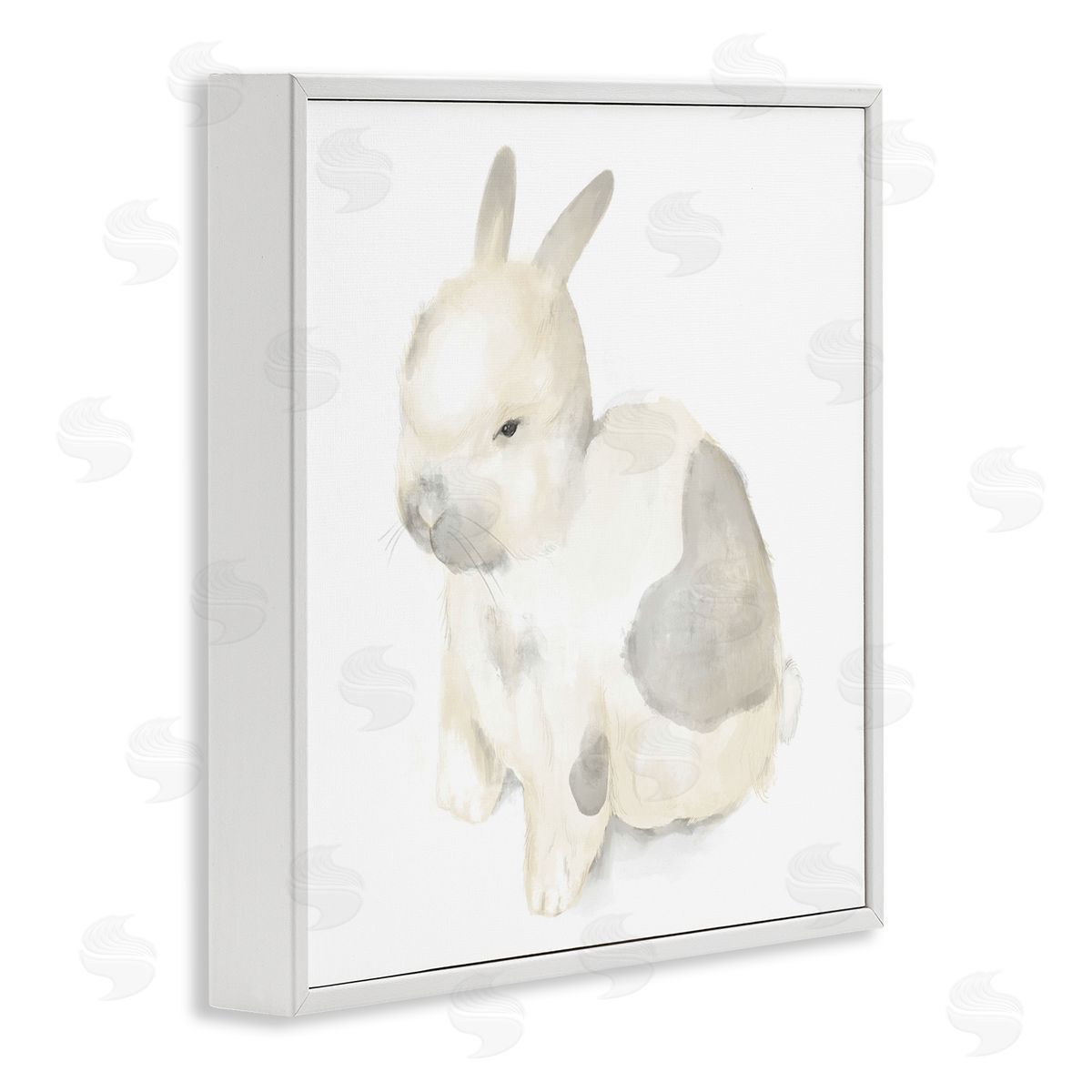 Stupell Studio Sleepy Bunny Illustration Nursery Style Animal White Framed Giclee Wall Art