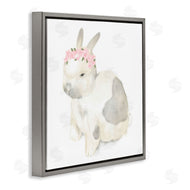 Stupell Studio | Sleepy Floral Crown Bunny Illustration Nursery Animal