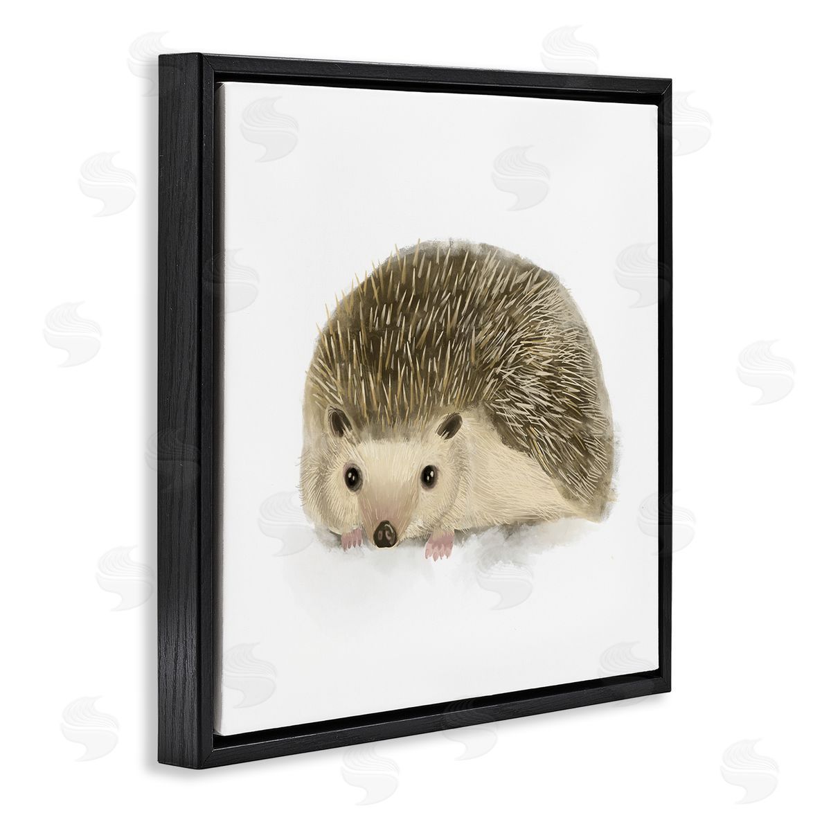 Stupell Studio Adorable Hedgehog Illustration Nursery Woodland Animal Black Floater Frame Canvas Art