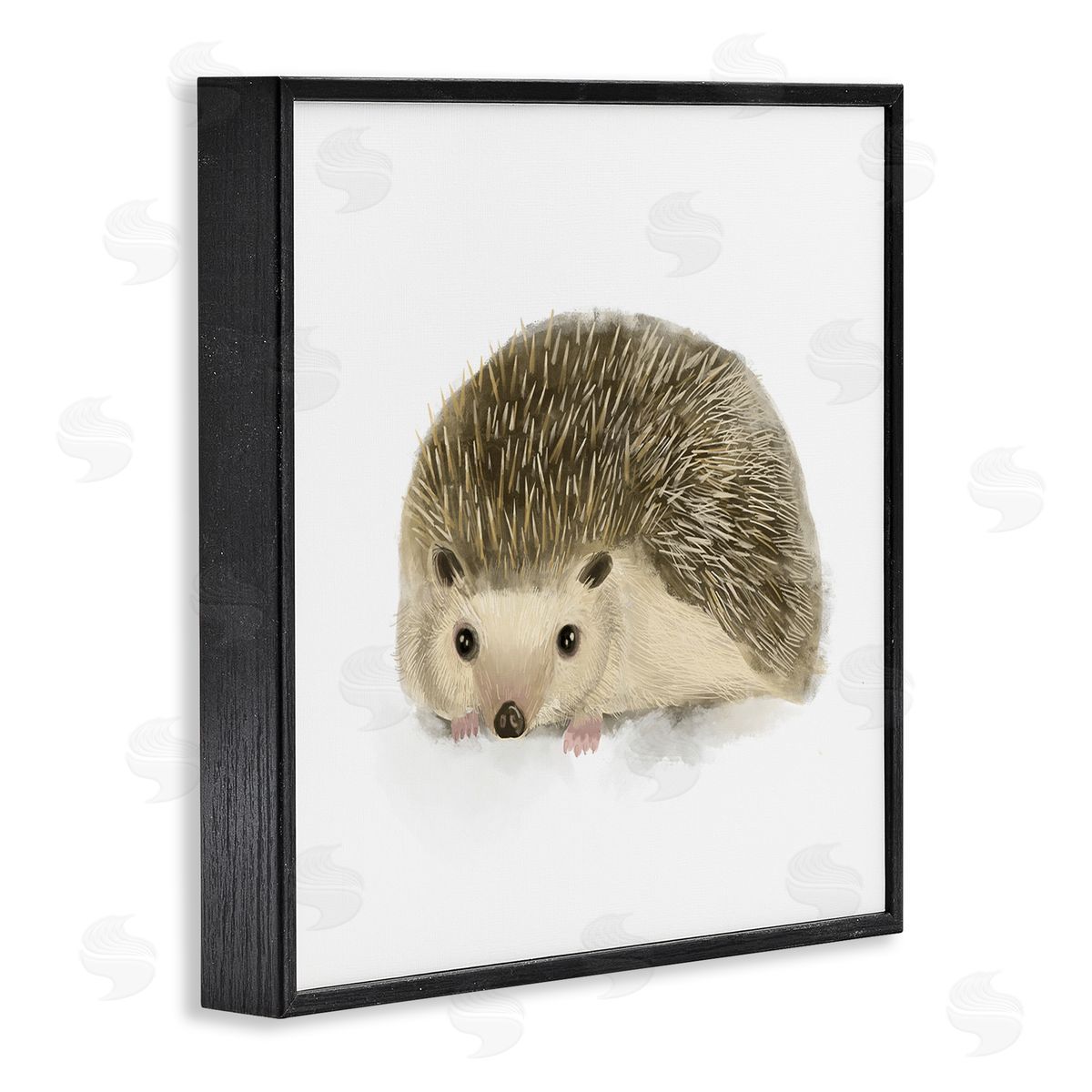 Stupell Studio Adorable Hedgehog Illustration Nursery Woodland Animal Black Framed Giclee Wall Art