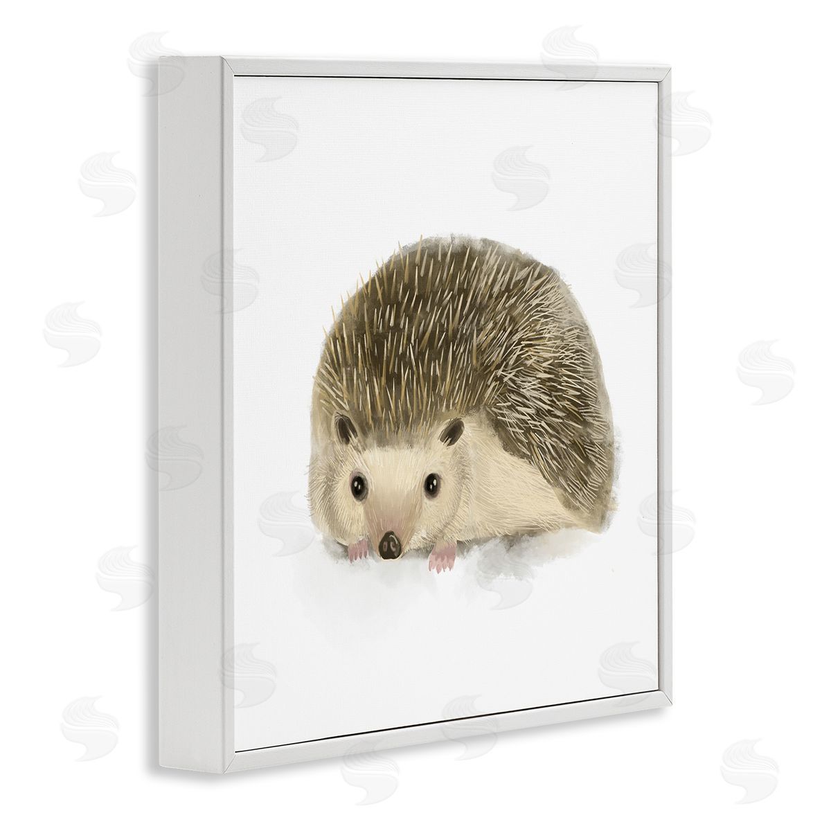 Stupell Studio Adorable Hedgehog Illustration Nursery Woodland Animal White Framed Giclee Wall Art