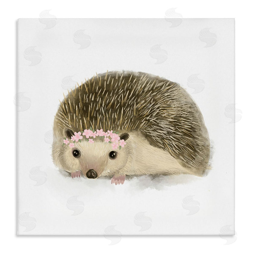 Stupell Studio | Cute Floral Crown Hedgehog Nursery Woodland Animal