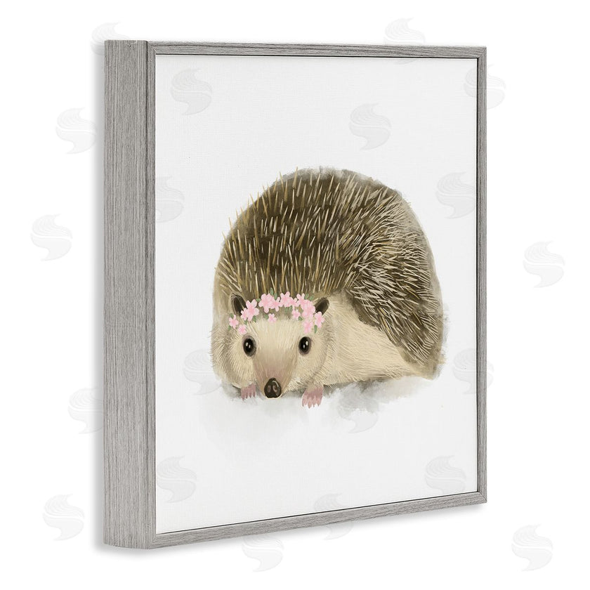 Stupell Studio | Cute Floral Crown Hedgehog Nursery Woodland Animal