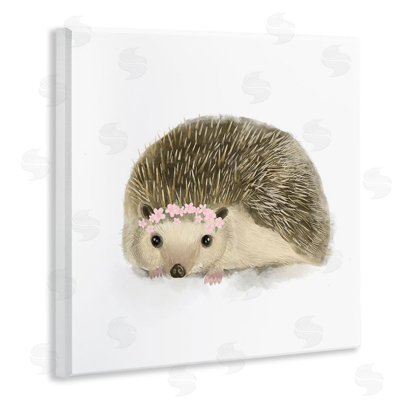 Stupell Studio | Cute Floral Crown Hedgehog Nursery Woodland Animal
