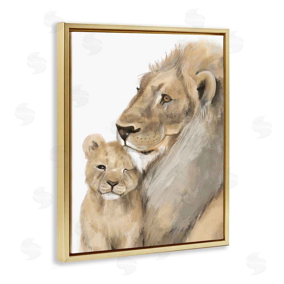 Stupell Studio Lion Cub and King Safari Animal Portrait Gold Floater Frame Canvas Art