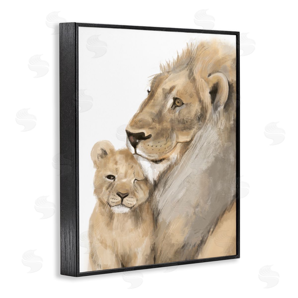 Stupell Studio Lion Cub and King Safari Animal Portrait Black Framed Giclee Wall Art