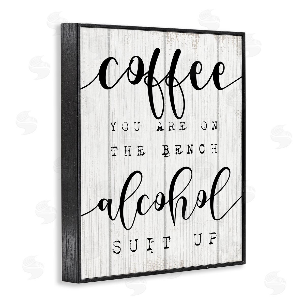 Stupell Studio Coffee Benched Alcohol Suit Up Phrase Sports Pun Black Framed Giclee Wall Art