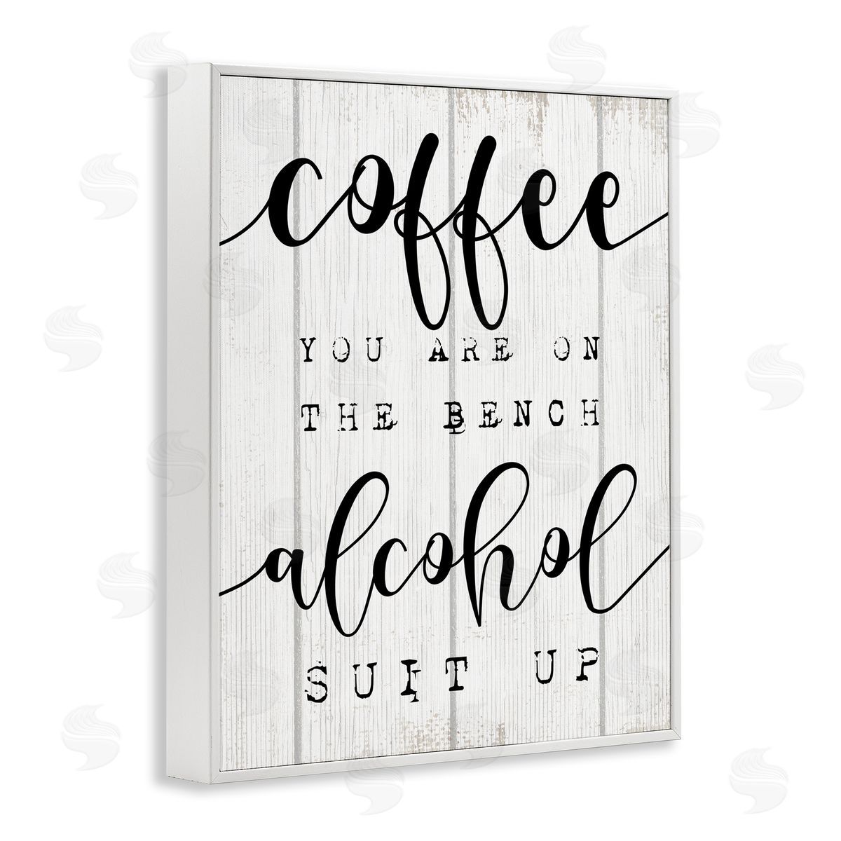 Stupell Studio Coffee Benched Alcohol Suit Up Phrase Sports Pun White Framed Giclee Wall Art