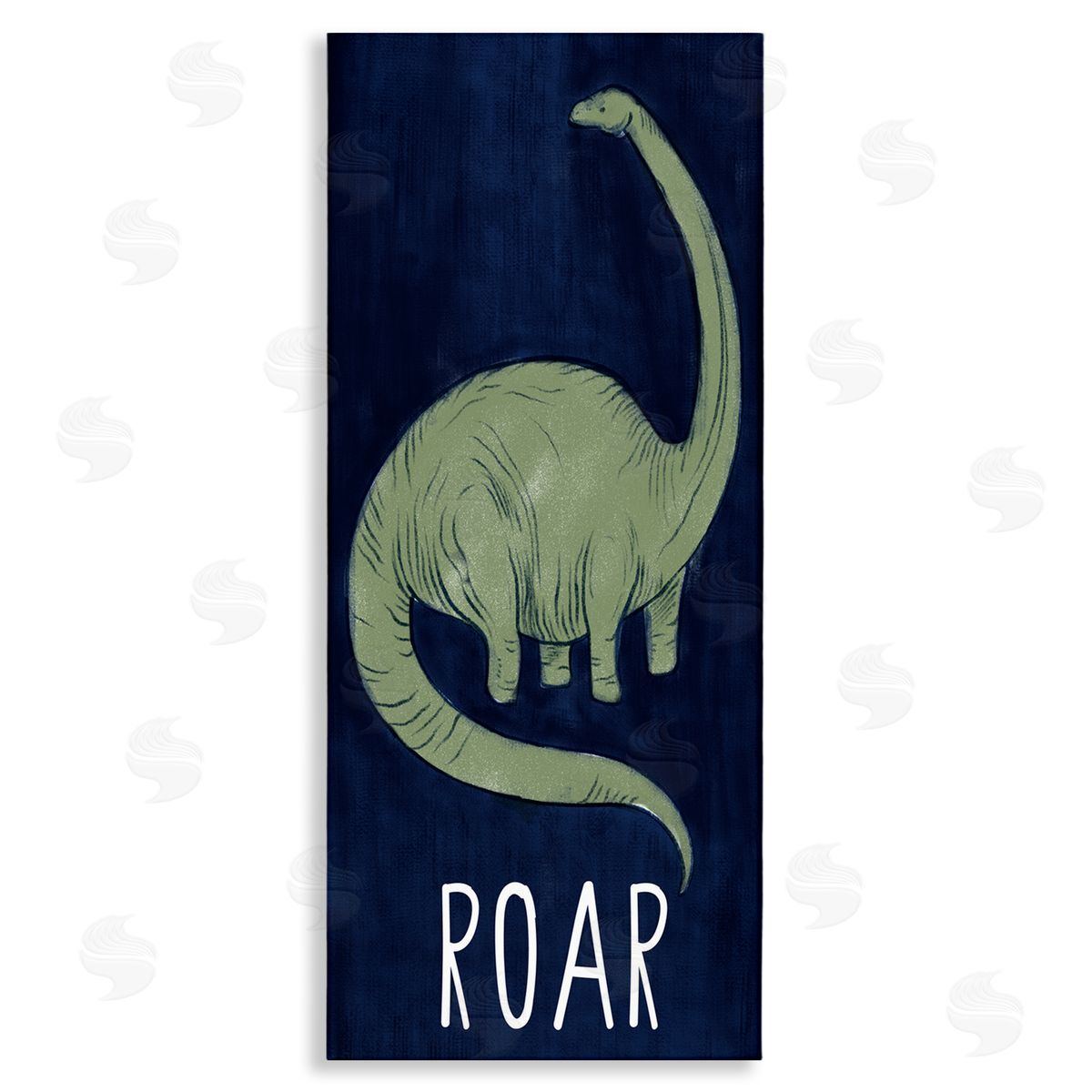 Stupell Studio Tall Green Dinosaur Roar Text Over Blue Canvas Wall Art