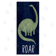 Stupell Studio | Tall Green Dinosaur Roar Text Over Blue